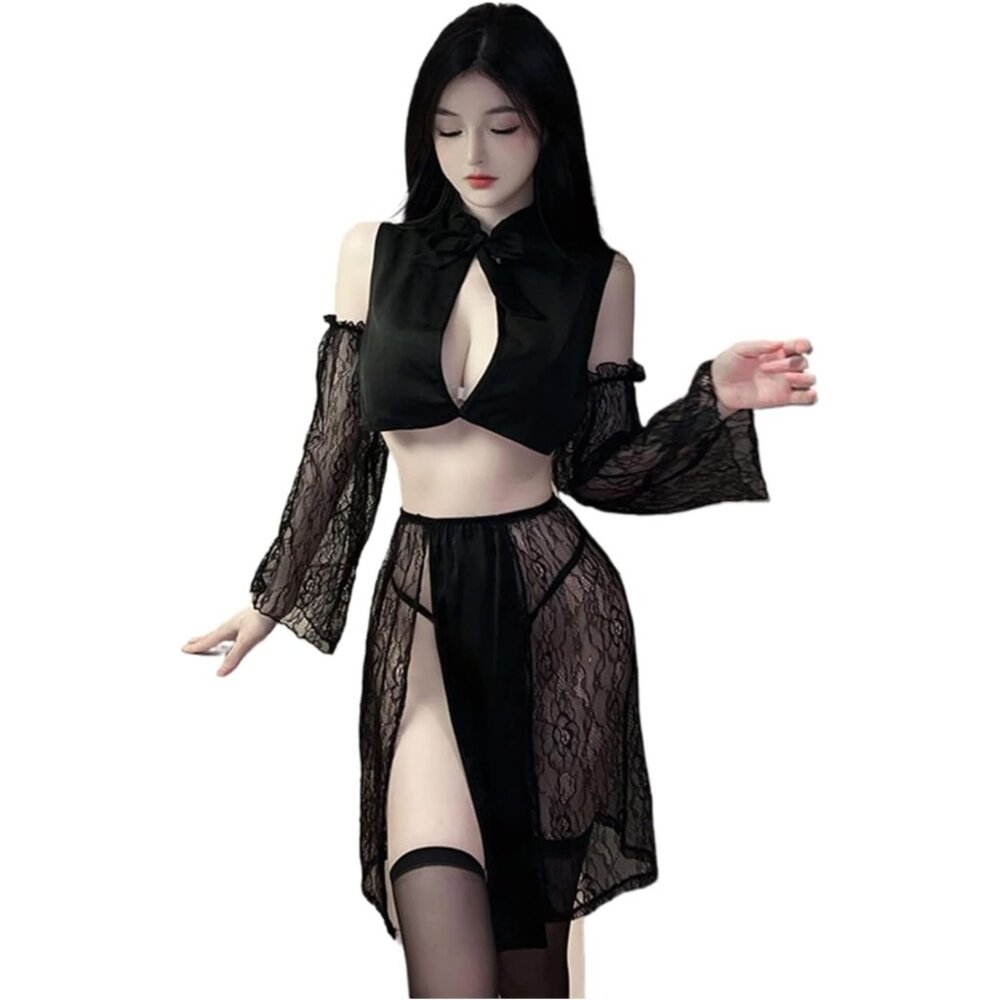 Lingerie for Women Lace Black Sexy Mesh High Waisted Nightdress Strappy Exotic